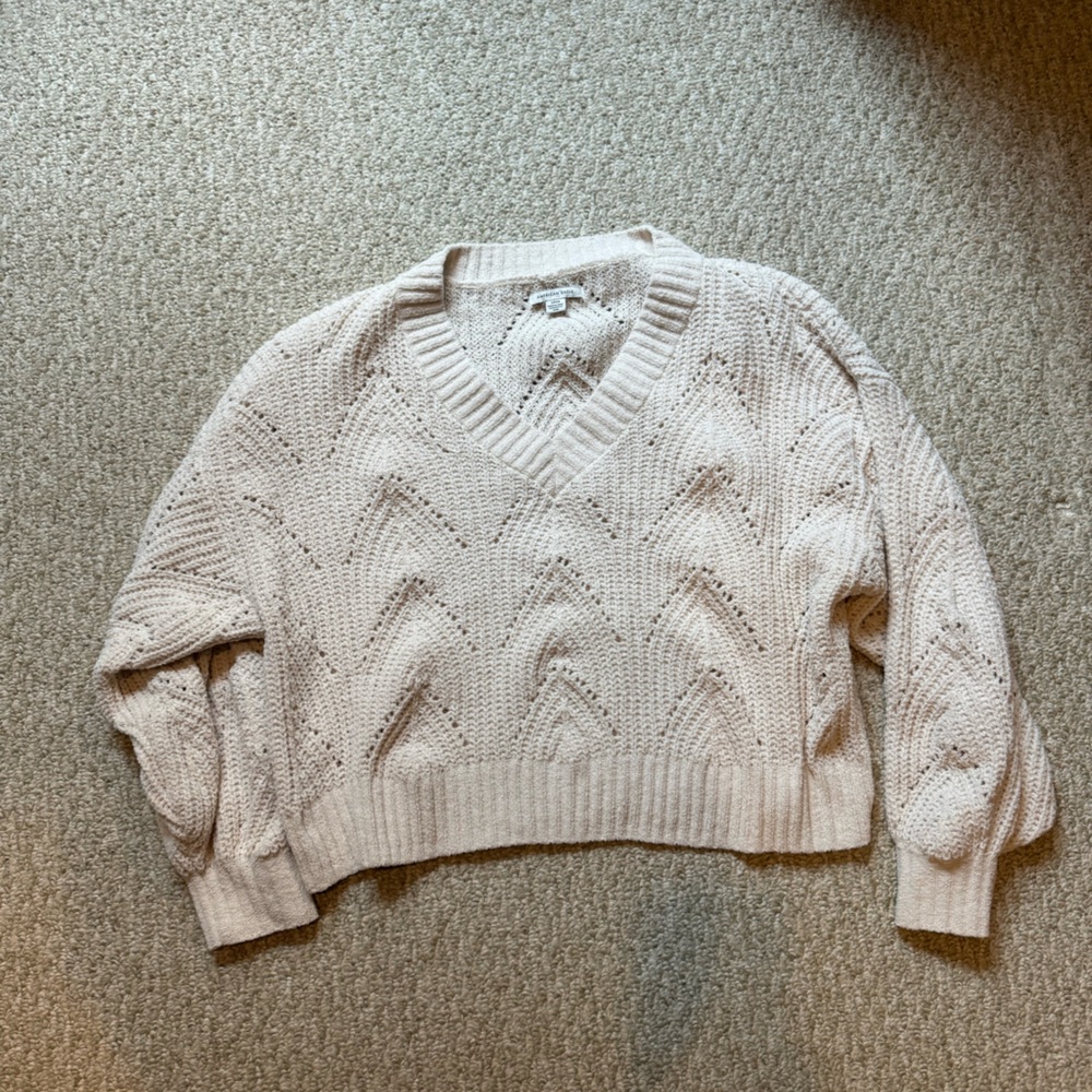 American Eagle Outfitters Cropped V-neck Sweater